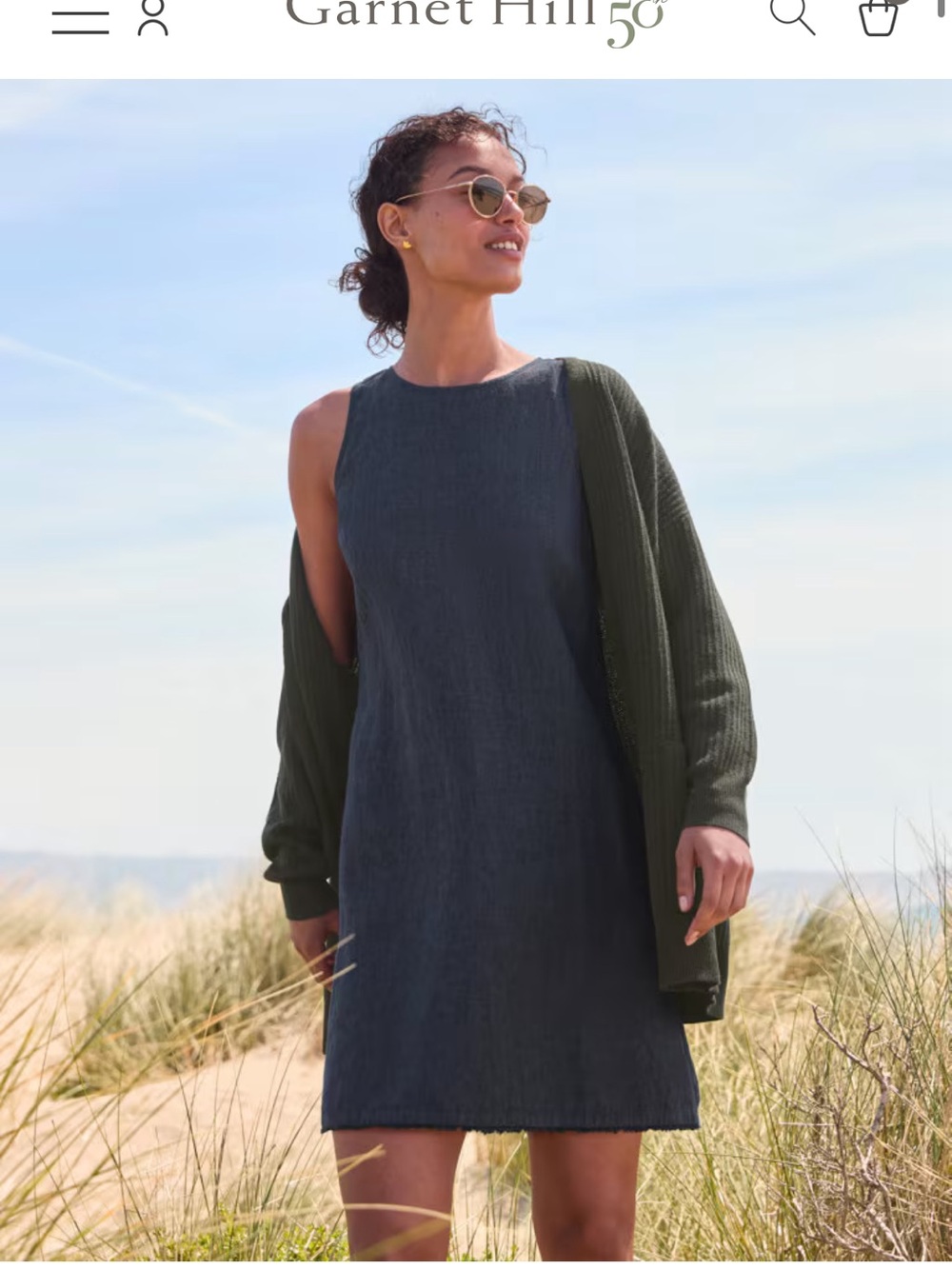 Garnet Hill Navy Linen shift dress - Picture 2 of 5